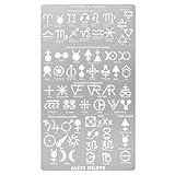 Aleks Melnyk Nr.398 Metallschablone, alchemistische Symbole, kleine Schablone, 1 Stück, Vorlage für Holzverbrennung, Gravur, Basteln, Sammelalbum