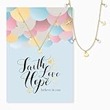 Engelsrufer Grußkarte Faith Love Hope mit Halskette Edelstahl Gold – Glauben Liebe Hoffnung – Karte & Kette als bedeutungsvolles Geschenk