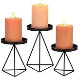 Sziqiqi Kerzenständer Kerzenhalter Kerzenleuchter Metall 3er Set, Eisen Deko Kerzenhalter für Stumpenkerzen Schwarz, Vintage Kerzen Ständer Tischdeko für Hochzeit Wohnzimmer Weihnachten