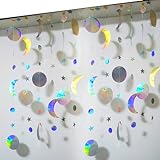 Lahviuu Star Moon Girland Party Dekoration,2 pcs Irisierende Mond Stern Geburtstag Deko Twinkle Little Star Streamer Hängend Sterngirlande Banner,Papier Girlande Deko für Geburtstag Ramadan