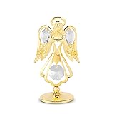 Crystocraft Engelsfigur, österreichischer Kristall besetzt, Geschenk zur Liebe, Dankbarkeit, Freundschaft und Gebet (Gold)