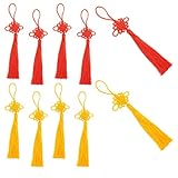 TONGIHS Chinesisches Glücksbringer, Handgefertigte chinesische Knoten-Quasten, Chinesisches Neujahr Feng Shui Dekor für Geschenke des Jahres, Heimdekoration(5 Stück rot + 5 Stück gelb), 10 Stück