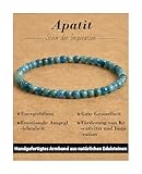 Landorilo Naturstein Perlen Heilstein Armband aus 4mm Runde Steinperlen, Yoga Armbänder für Damen Herren, Glücksarmband, Exquisite Geschenke, Ersatzperlen Inklusive(R Apatit)