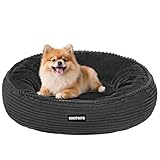 HMTOPE Hundebett Kleine Hunde, Katzenbett Waschbar, Kuscheliges Hundekissen, Rund Cord Hundekorb, Donut, Hundesofa, Abnehmbar und rutschfest, Ø 60 cm, Dunkelgrau