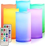 salipt LED Kerzen mit Timerfunktion, Dimmbar 13 Farben und Farbwechsel, RGB Kerze Batteriebetrieben, Flammenlose Kerzen Outdoor Wasserdicht 6er-Set, Durchmesser 7.6 cm, Höhe 15.3 cm