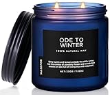 M&SENSE Lavendel & Sandelholz Duftkerze 330g natürliche ungiftige Sojawachskerze bis zu 70 Std. Brenndauer Herbstdüfte 2 Baumwolldochte Winterkerze Geschenk für Zuhause Ode to Winter Scented Candle