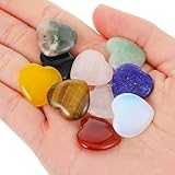 Qianyu 10 Stück Herz Kristalle Heilsteine Natürliche Herzförmige Steine Liebesförmige Edelsteine Mini Chakra Steine Handflächen Sorgenstein für Geschenke Yoga Meditation Linderung von Angst und Stress
