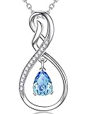 FBHSY Her Forever Love Infinity-Schmuck, Geburtstagsgeschenke für Ehefrau und Mutter, September-Oktober-Geburtssteine, Blauer Saphir, rosa Turmalin-Schmuck für Frauen, feiner Sterlingsilber-Schmuck