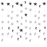 Papier Girlande Dekorationen Glitter Sternen,4m 5PCS Glitter Stern Papier Girlande Banner,Hängende Dekoration Stern Girlande,Party Girlande Deko Für Geburtstag Festival Hochzeit Weihnachten (Silbrig)