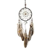 IMMIGOO Traumfänger Handgefertigt Traditionelles Dreamcatcher Indischen Gute Träume Wand Zimmer Auto Deko Ornament Geschenk,für Geburtstag, Braun