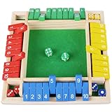 Fzyisw Shut The Box Spiel 4 Spieler, Brettspiel aus Holz, Shut The Box Würfelspiel, Mathematik Lernspielzeug, Brettspiele, Mathespiele für Kinder und Erwachsene