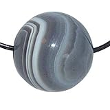 Botswana Achat Anhänger Kugel 16mm gebohrt Bohrung der Kugel ca. 1 mm mit braunem Lederband 100 cm lang Stärke 1mm.(3135)