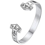 FaithHeart Viking Rune Armreif für Herren Jungen Punk Gotik Wikinger Thors Hammer Armband Offener Edelstahl Rune Armband mit Geschenkebox für Männer Frauen