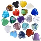 20 Stück Kristalle Steine Set, Bunte Herz Edelsteine für Frau Mann Kinder, Rosenquarz Amethyst Herz Liebe Steine Set, Palm Daumen Edelsteine für Meditation Chakra Reiki Energieausgleich