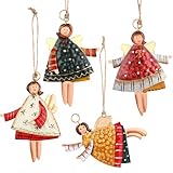 Andibro 4 Stücke Weihnachts Engel Anhänger,4 Stile Metall Engel Anhänger Weihnachts Dekoration Hängender Schmuck Weihnachtsbaumschmuck Fensterschmuck Feiertag Party Decoration