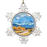 Weihnachten Schneeflocke Metall Ornamente Denver City Landschaft Weihnachten Hängende Ornamente Natur Landschaft Vintage Weihnachtsbaum Dekoration zum Dekorieren von Weihnachten Haus Hochzeiten 7,6 cm