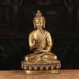 Messing Buddha Statue Handgefertigt mit Messing, 20 cm Big Vitarka Mudra Lord Buddha Idol, Buddhistischer Tempel Yoga Studio Meditation Raumdekor