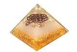 Jet International Neue Citrin Metall Blume des Lebens Orgon Pyramide 3,5-4 Zoll Ca. Kostenlose Broschüre Kristalltherapie Meditation Healing Blessings Cleansings Purification. Bild ist nur eine Refer