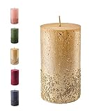 Wunderschöne & Moderne Adventskerzen – 2 Stück - Rustikale Oberfläche - Kerzen/Stumpenkerzen - Weihnachten/Weihnachtskranz/Adventskranz (Creme/Gold, Höhe: 8cm), Unparfümiert