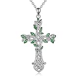 Kreuz Halskette 925 Sterling Silber Keltischer Knoten Baum des Lebens Kreuz Halskette Anhänger Geschenke für Frauen Männer