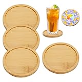 4 Stück Bambus-Mosaik-Untersetzer, 9,5 cm Runde Untersetzer aus Bambus, Leere Bodenschalen für Bastelarbeiten, Pflanzen Untersetzer, Kerzenuntersetzer DIY-Mosaikbedarf für Getränke, Bier, Glas