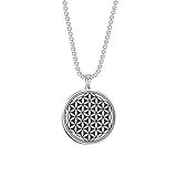 Amaxer Blume des Lebens Halskette für Männer, Samen des Lebens, Mandala, heilige Geometrie, Schutz, Statement, Schmuck, Geschenke, Halskette für Unisex, 58,4 cm lange Venezianerkette, L60, Edelstahl,