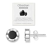 Obsidian Damen Ohrringe Silber 925, AAA-Natürliche Edelsteine Ohrstecker, Hypoallergen & Nickelfrei, Geschenk mit Box und Bedeutungskarte