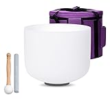 SOUNDELLO 25,4 cm weiße A-Note Drittes Auge Chakra Quarz-Kristall-Klangschale für Heilung Achtsamkeit Meditation Yoga Klangbäder mit Gummihammer O-Ring