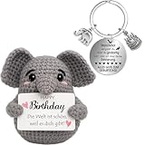 Farbeele Positiver Elefant und Glücksbringer-Schlüsselanhänger, Pocket Hug Positive Puppe, Geburtstagsgeschenk für Frauen Männer Kinder, Geschenk zum Geburtstag, Mutmacher Geschenk