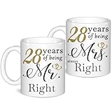 Kaffeetassen zum 28. Hochzeitstag, 28. Hochzeitstag, Hochzeitsgeschenke für Ehefrau, Ehemann, Eltern, Großeltern, Männer, Frauen, Ihn, sie, 28 Jahre Valentinstag, Verlobung, Paar Tassen