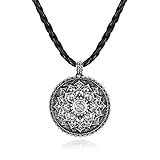 Zysta Blume des Lebens Anhänger OM Kette Mandala Lotusblume Lebensblume Lederkette Wikinger Schmuck Amulett für Damen Herren (Lebensblume)