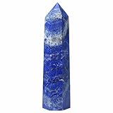 GUJOXILA 9-10cm Lapislazuli Groß Kristalle Turm Heilstein Bergkristall Stein Kristall Edelsteine Stab Türme Hexagonal Punkt Stäbe Punktstab Heilung Meditation Energie Reiki