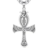 INFUSEU Ankh Kette, 925 Sterling Silber Altägyptisches Symbol Ankh Kreuz Auge Des Horus Anker Ägyptischer Anhänger Auge Des Anubis Schmuck Geschenke für Damen Herren