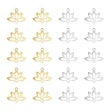 UNICRAFTALE 20 Stk 2 Farben Lotus Charms - Edelstahl Metall Laserschnitt Yoga Themen Anhänger Buddha Lotus Flache Hohle Buddhistische Symbol Für DIY Schmuckherstellung