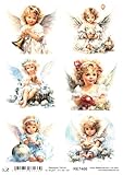 Josys Bastelmärchen Reispapier DIN A4 Strohseide Decoupage Weihnachten Engel Engelchen RE7466