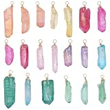 PH PandaHall 20 Stück Natürliche Kristallanhänger Mit Draht Umwickelte Nuggets Charms Quarz Edelstein Anhänger Stein Anhänger Für Halskette Armband Schmuck DIY Basteln Mischfarben