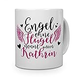 printplanet Tasse mit Namen Kathrin - Motiv Engel - Namenstasse, Kaffeebecher, Mug, Becher, Kaffeetasse - Farbe Weiß