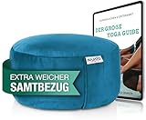 NAJATO Sports Yogakissen – Meditationskissen inkl. E-Book (PDF Datei) – Rundes Yoga Kissen mit Buchweizenschalen-Füllung – 30 cm Durchmesser, 14 cm hoch – Waschbarer Bezug aus Samt (Petrol)