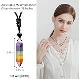 Edelstein Kette 7 Chakra Kette Heilsteine Kette Hexagon Säulen Anhänger Halskette für Herren und Damen Kristall Halskette Amulett für Chakra Yoga, Reiki Heilung und Meditation Geeignet zum Verschenken