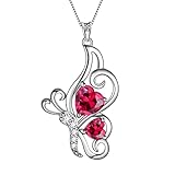 Aurora Tears Roter Schmetterling Herz Halskette Frauen 925 Sterling Silber Tier Schmetterlinge Rubin Geburtsstein Juli Erstellt Rubin Anhänger Kristall Hochzeit Schmuck DP0307R