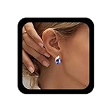 Allereya Vintage Saphir Kristall Ohrringe Blau Saphir Ohrstecker Tropfen Saphir Ohrringe Gold Cz Tropfen Ohrringe Schmuck Für Frauen Und Mädchen (blau)
