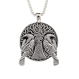 Viking Odin Raven Pendant Necklace,odins raben runen anhänger - Mächtiger Wikinger Schmuck für Herren und Damen - Edelstahl Halskette mit nordischer Mythologie und keltischen Runen runen schmuck