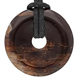 Lebensquelle Plus Versteinertes Holz Donut Ø 30 mm + Baumwollband | Edelstein Anhänger | Echte Heilsteinkette inkl. Band