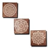grabewood Set aus 3 Mandala-Wandbildern aus Holz | Spirituelle Wanddekoration | Orientalische, Boho, Zen & Feng-Shui Wandkunst | Holzbilder mit Aufhängung für Wohnzimmer, Schlafzimmer, Büro & Studio
