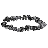 Lebensquelle Plus besonderes Splitterarmband | Handgefertigtes Elastisches Stretch Splitter Armband | Echter natürlicher Edelstein (Schneeflocken-Obsidian)
