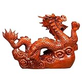 Yardwe Drache Chinesische Tierkreiszeichenfiguren Hölzerne Drachenfiguren 2024 Jahr des Drachen Statue Fengshui Ornament Tischdekoration Für Büro Zuhause