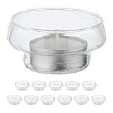 Relaxdays Teelichthalter schwimmend, 12er Set, Glas, Tischdeko Hochzeit, Pool & Teich, Schwimmteelichter, transparent