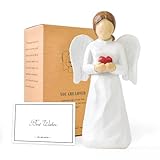 DIYJEP Schutzengel Figur für Frauen Mit Geschröpftem Herz - Engel Statue für Mom Geburtstag, Sympathie Geschenke - Weiß - Symbol für Hoffnung und Liebe