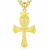 INFUSEU Ankh Kette, 925 Sterling Silber Altägyptisches Symbol Ankh Kreuz Auge Des Horus Anker Ägyptischer Gold Anhänger Auge Des Anubis Schmuck Geschenke für Damen Herren