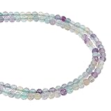 nbeads 2 Strang Ca. 264 Stück Natürliche Bunte Fluoritperlen, 3mm Facettierte Runde Steinperlen Lose Edelsteinperlen Abstandshalter Für DIY-Handwerk Halskette Armband Schmuckherstellung